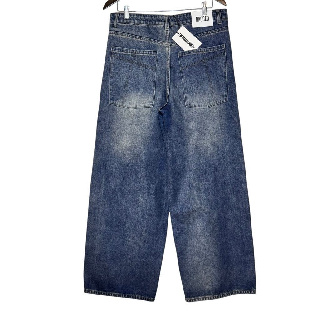 Ragged Priest Wide Leg Saloon Jeans Waist Buckles Knife Pleat Denim Size 29 NWT - Picture 2 of 8